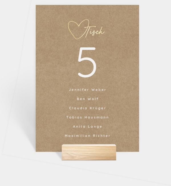 Tischnummern-Karte hoch