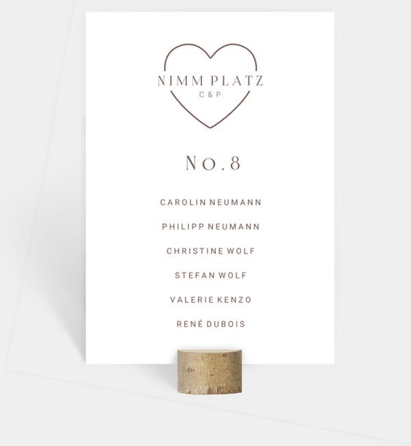 Tischnummern-Karte hoch