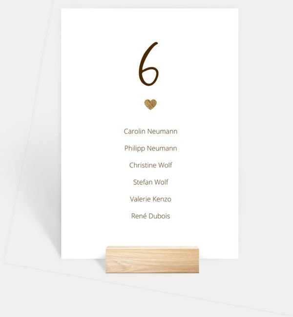 Tischnummern-Karte hoch
