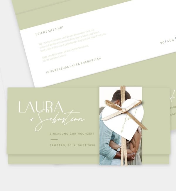 Doppel-Klappkarte quer mit Banderole