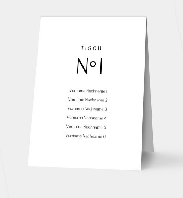 Klappkarte hoch Tischkarte oben