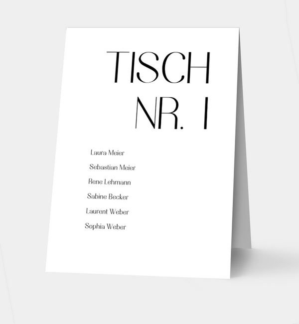 Klappkarte hoch Tischkarte oben