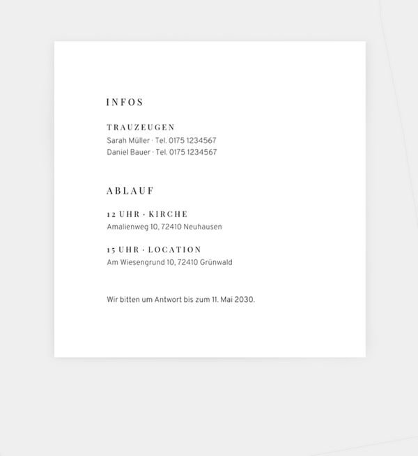 Einlegeblatt quadratisch