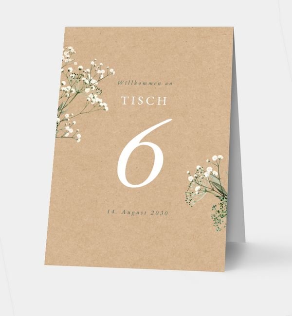 Klappkarte hoch Tischkarte oben