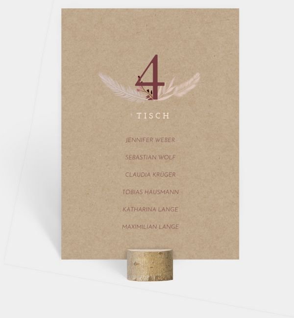 Tischnummern-Karte hoch