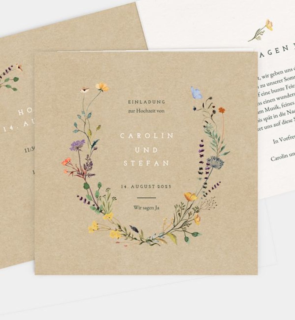 Einladungskarte Hochzeit Blütengarten