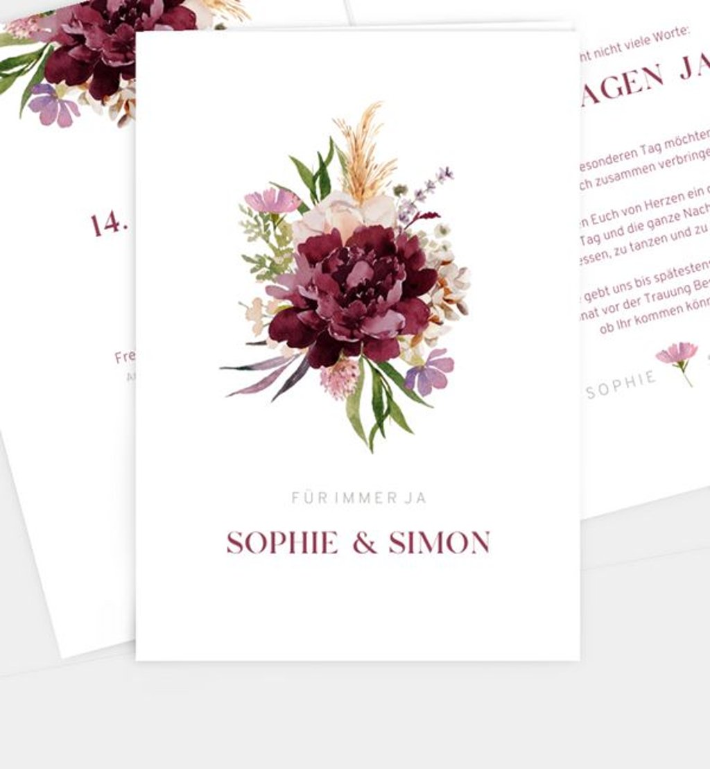 Einladungskarte Hochzeit Delicate Bouquet