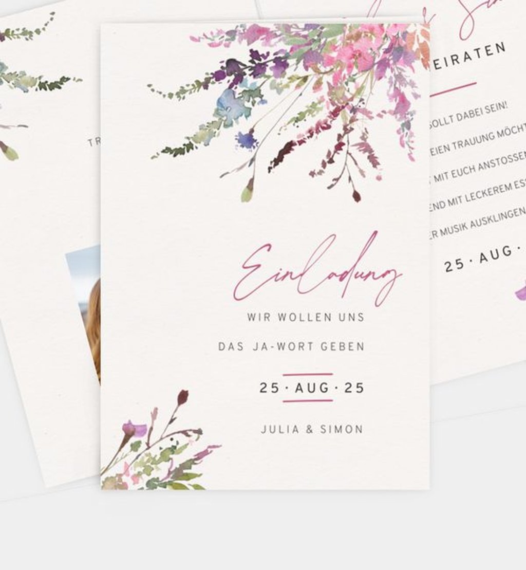 Einladungskarte Hochzeit Wildblumen