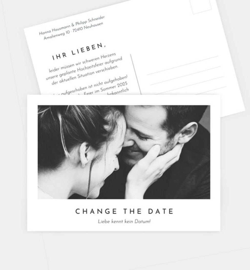 Change-The-Date Karte Hochzeit Polaroid