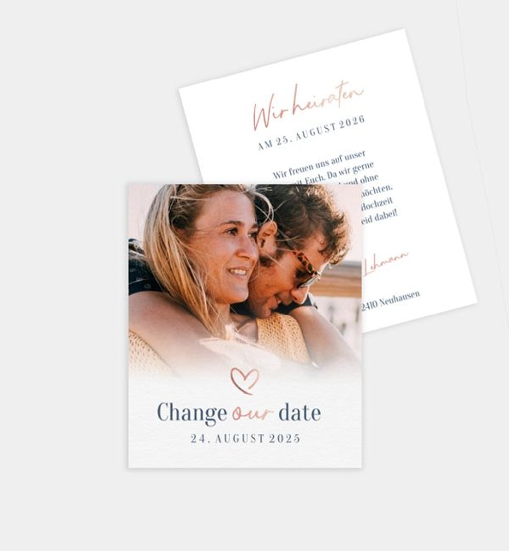 Change-The-Date Karte Hochzeit Weicher Übergang