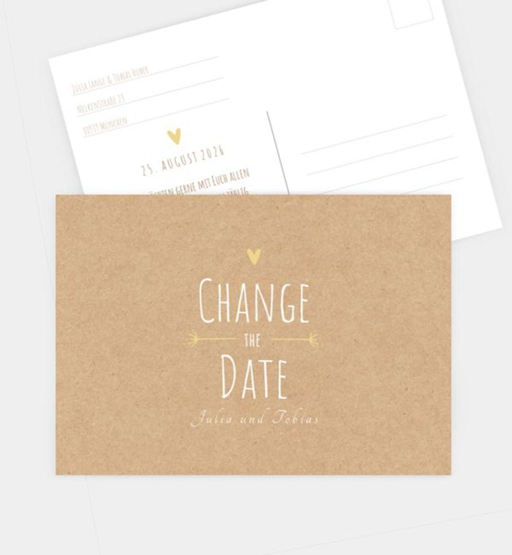 Change-The-Date Karte Hochzeit Vintage Love · Crafty
