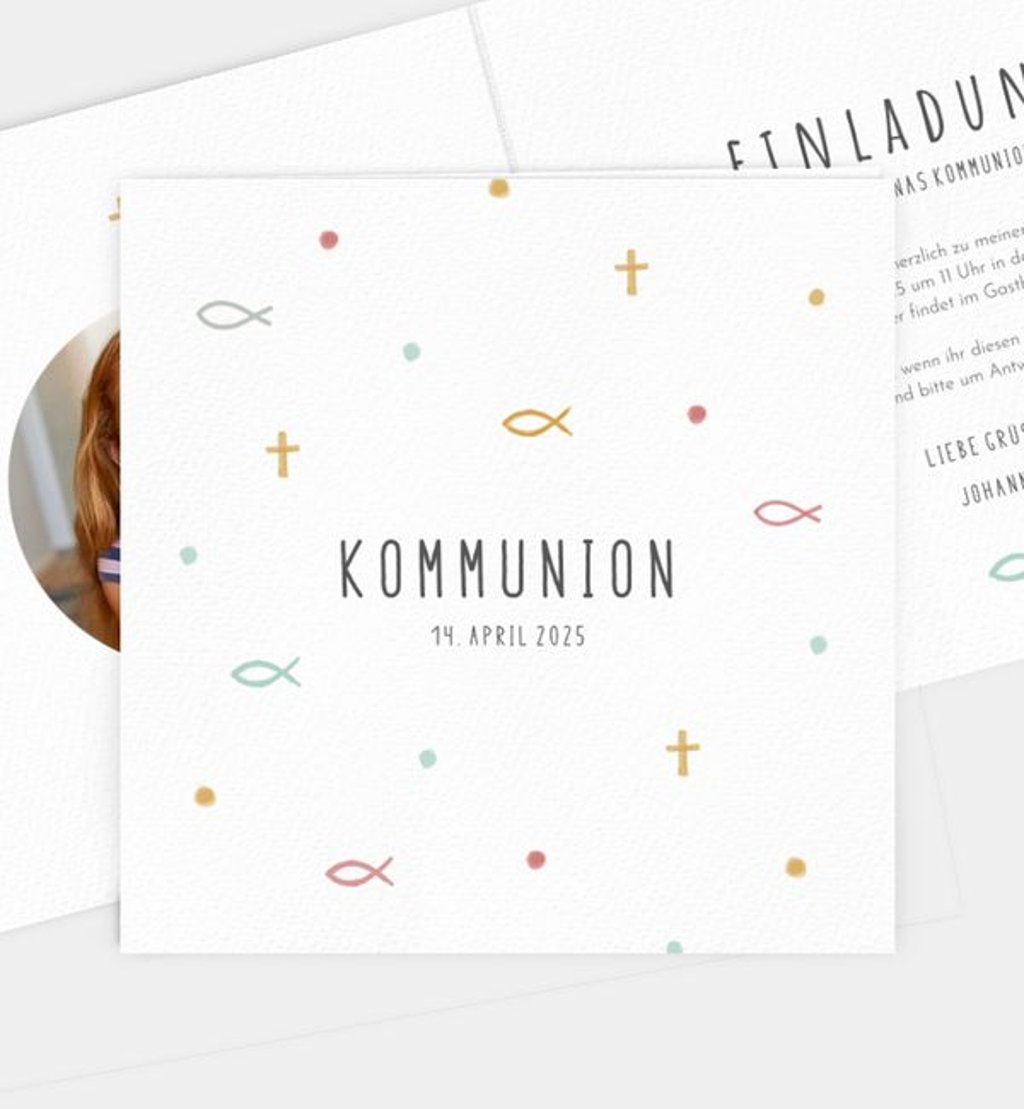 Einladungskarte Kommunion Holy Elements