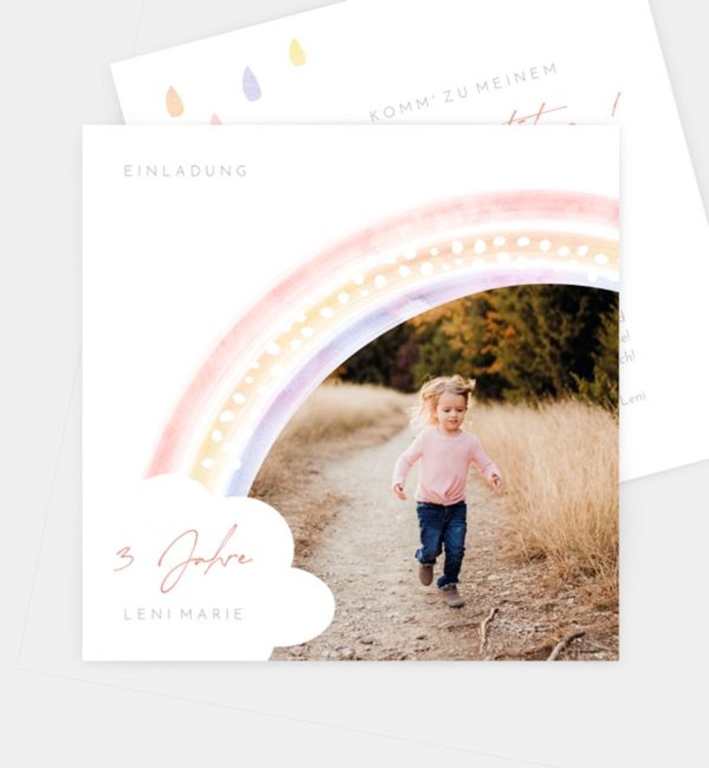 Einladungskarte Kindergeburtstag Rainbow