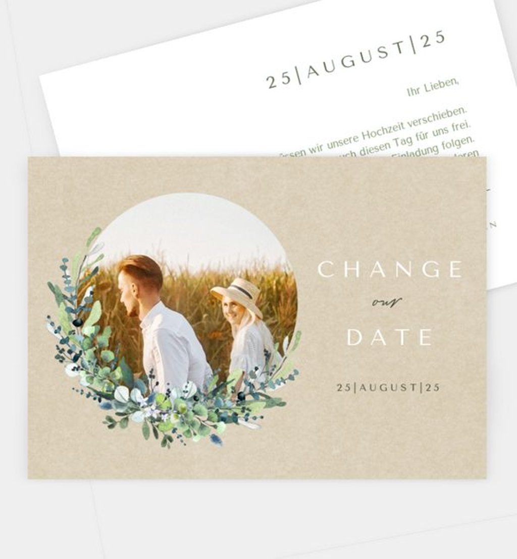 Change-The-Date Karte Hochzeit Schönes Land · Vintage