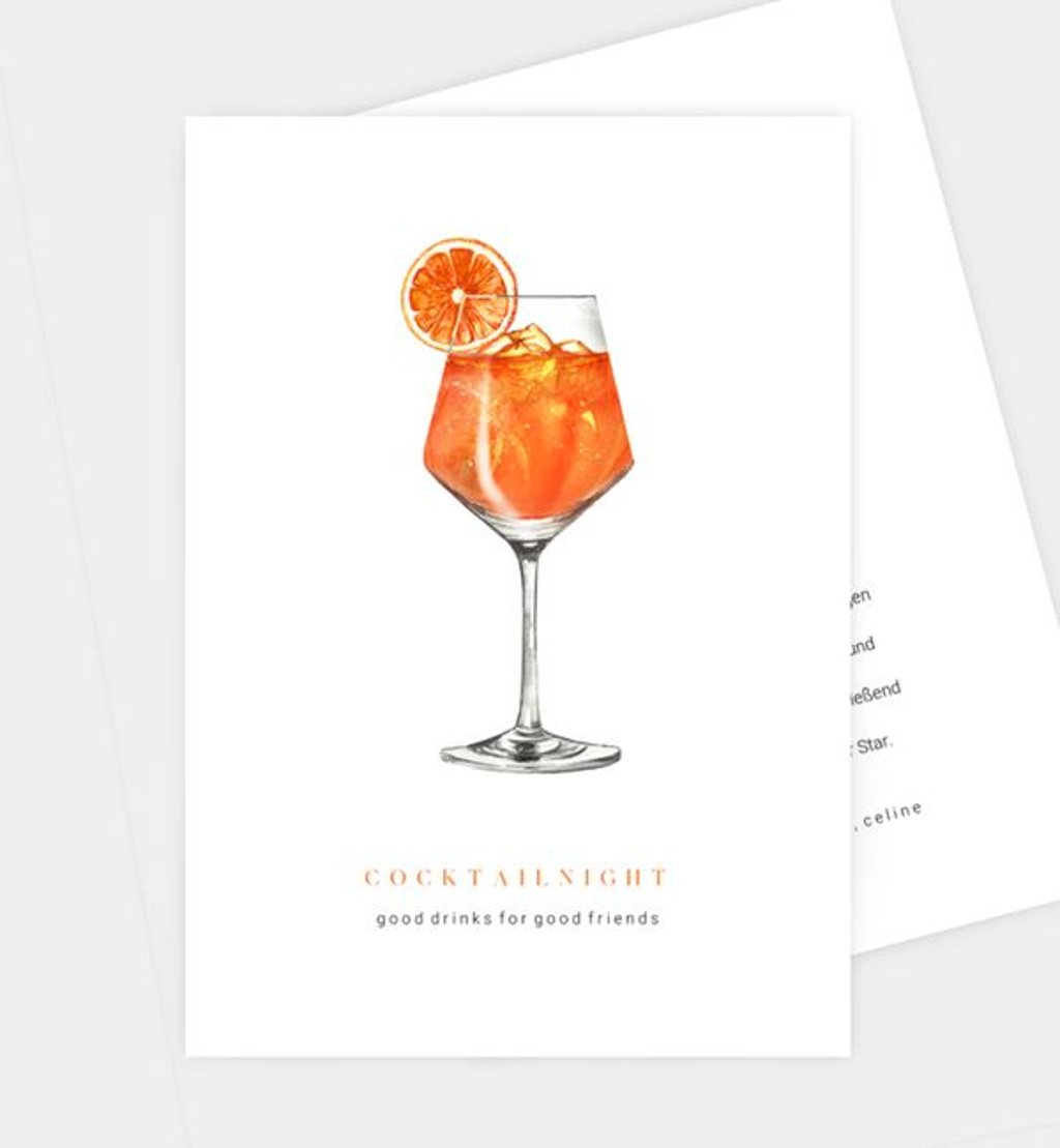 Einladungskarte dinner/einladungskarte/occasion Cocktailnight - Aperol