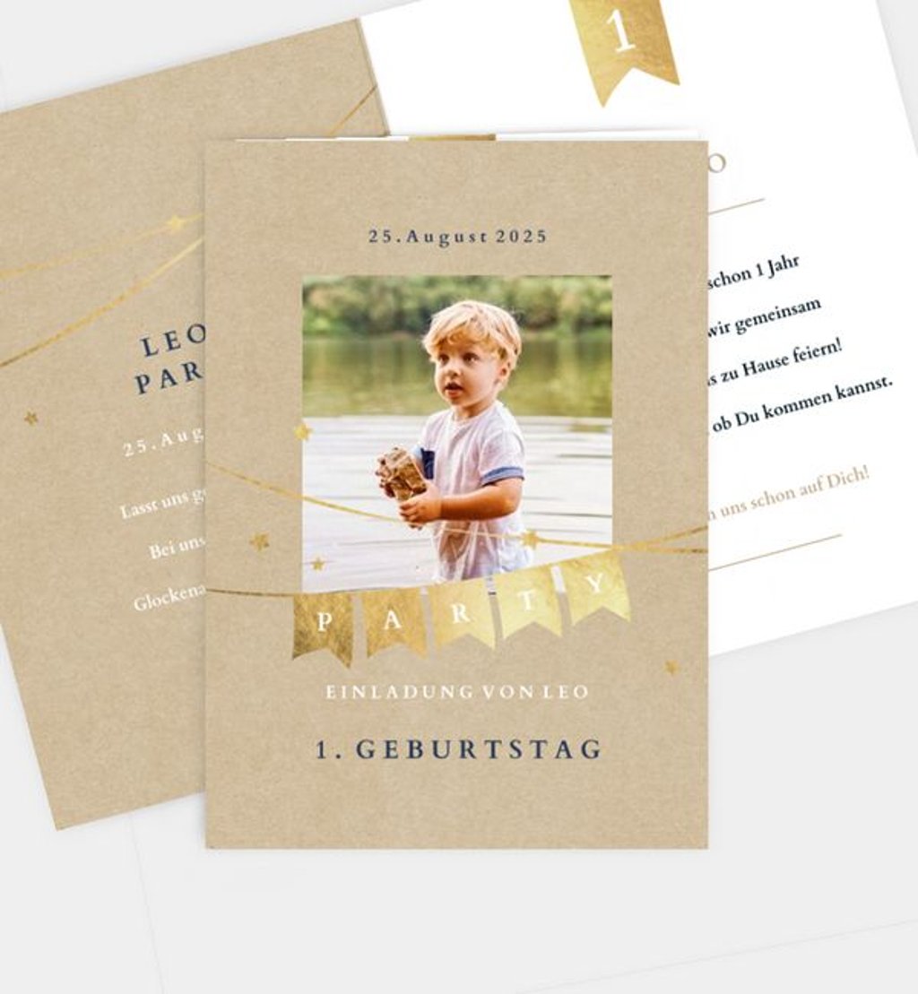 Einladungskarte Kindergeburtstag Fröhliche Party · Crafty