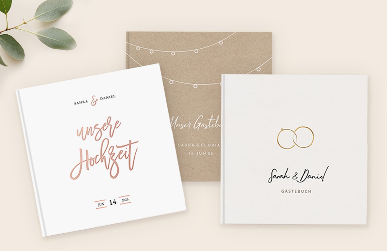 Vielfältige Designvorlagen für Gästebücher zur Hochzeit
