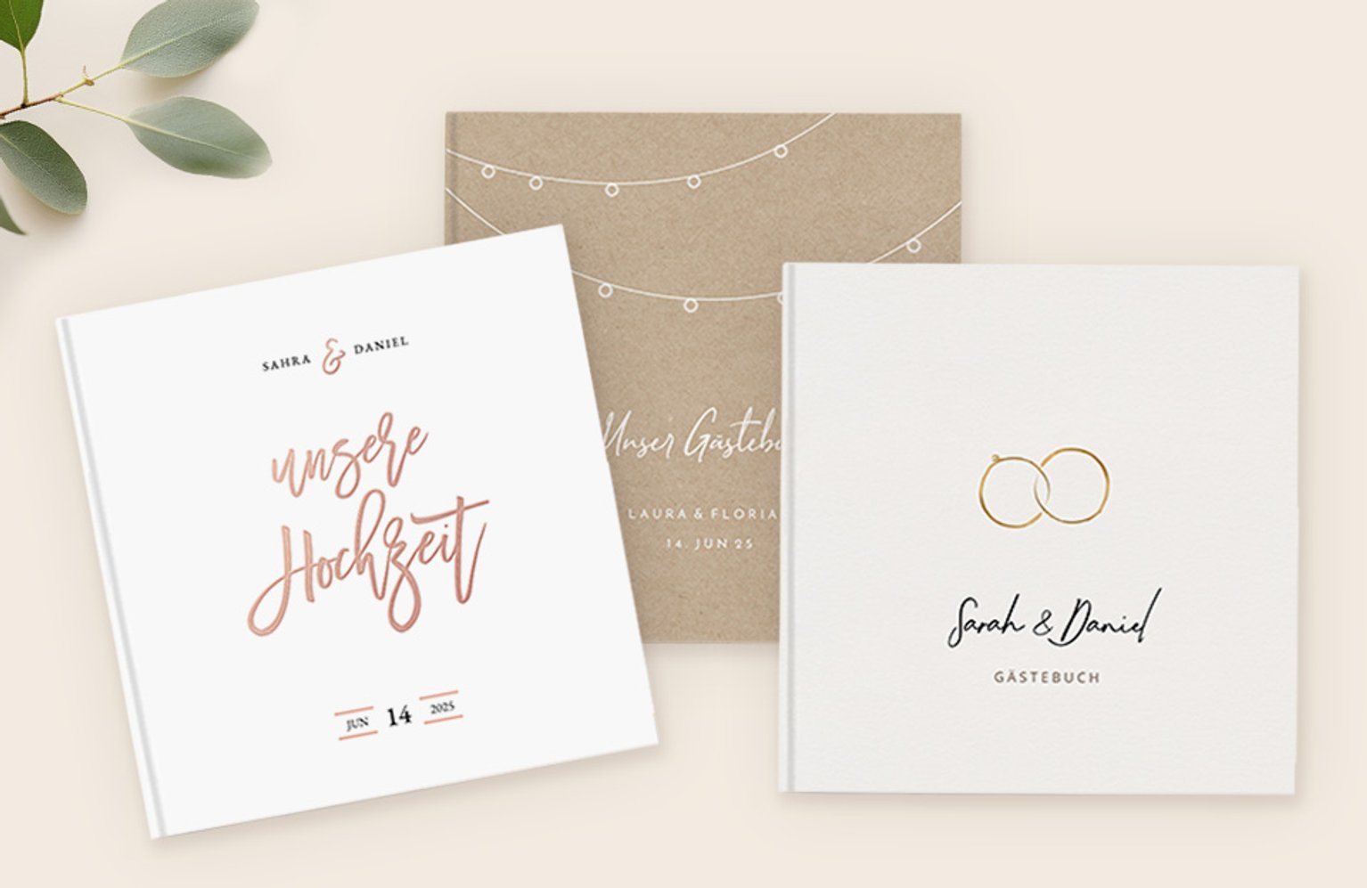 Vielfältige Designvorlagen für Gästebücher zur Hochzeit