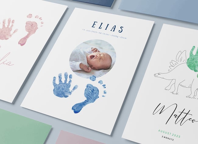 Designvorlagen für Wandbilder mit ihrem Babyfuß Abdruck