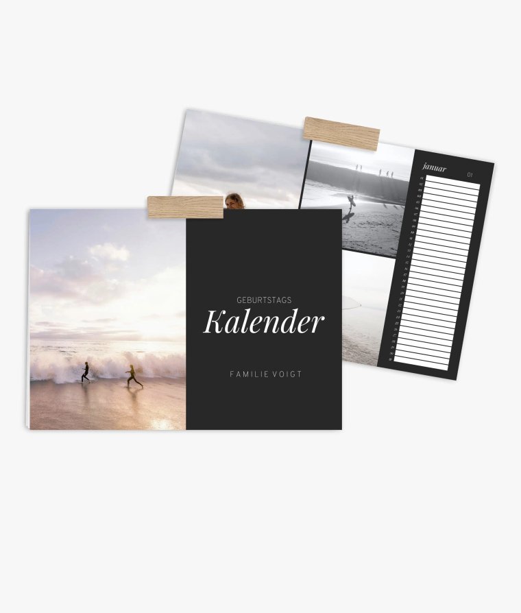 Wandkalender Noir Essence · Geburtstagskalender