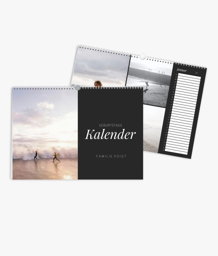 Wandkalender Noir Essence · Geburtstagskalender