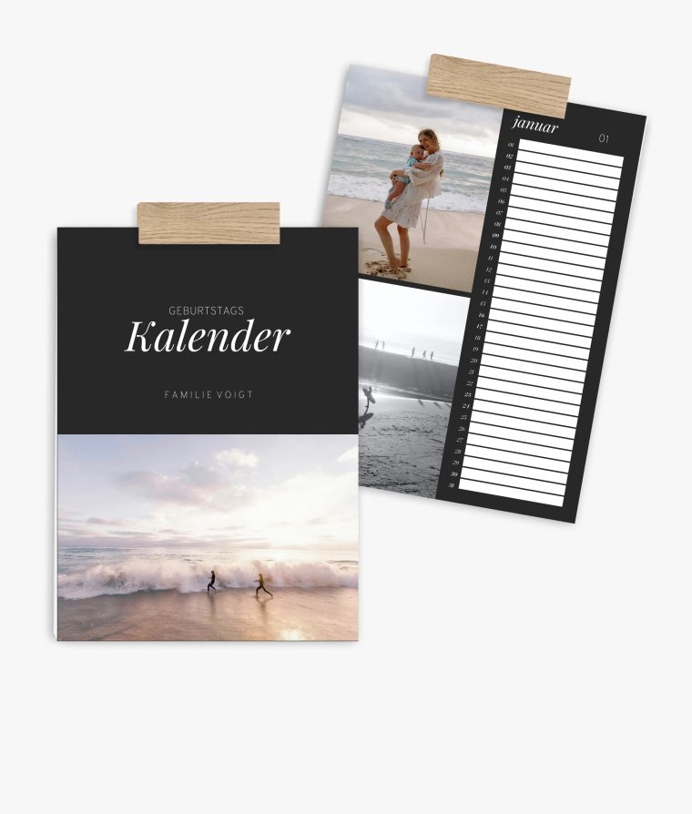 Terminkalender Noir Essence · Geburtstagskalender