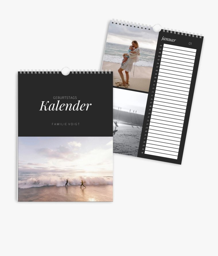 Terminkalender Noir Essence · Geburtstagskalender