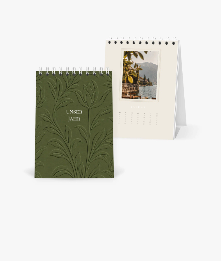 Tischkalender Papierpoesie in Prägeoptik - Grün