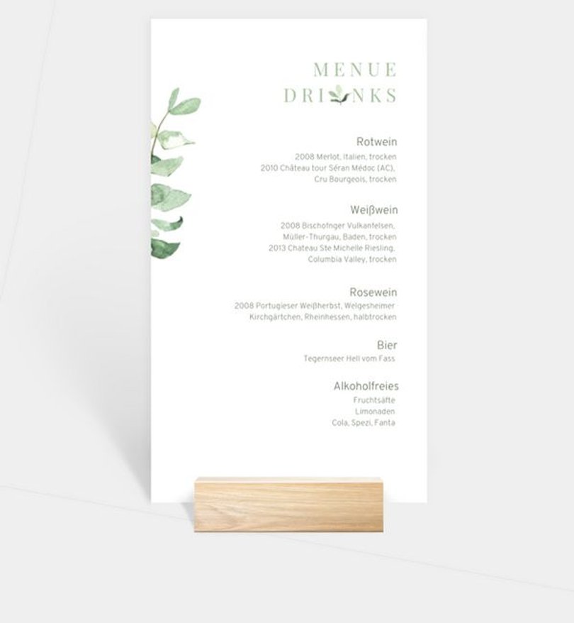 Menükarte Hochzeit Simple Green