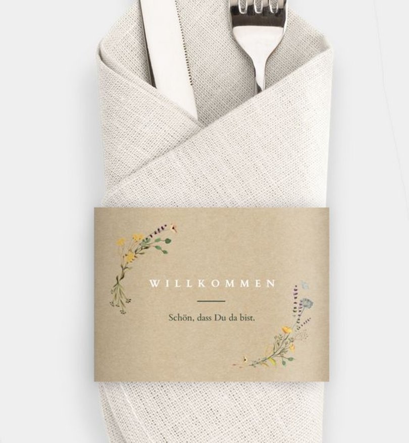 Besteck Servietten-Zubehör Hochzeit Blütengarten
