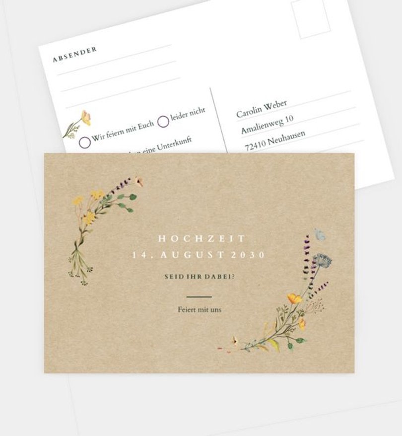 Antwortkarte Hochzeit Blütengarten