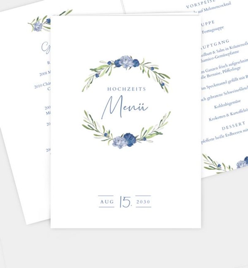 Menükarte Hochzeit Kreta