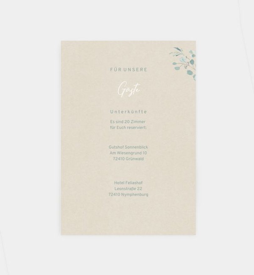 Einlegeblatt bedruckt Hochzeit Sommerduft