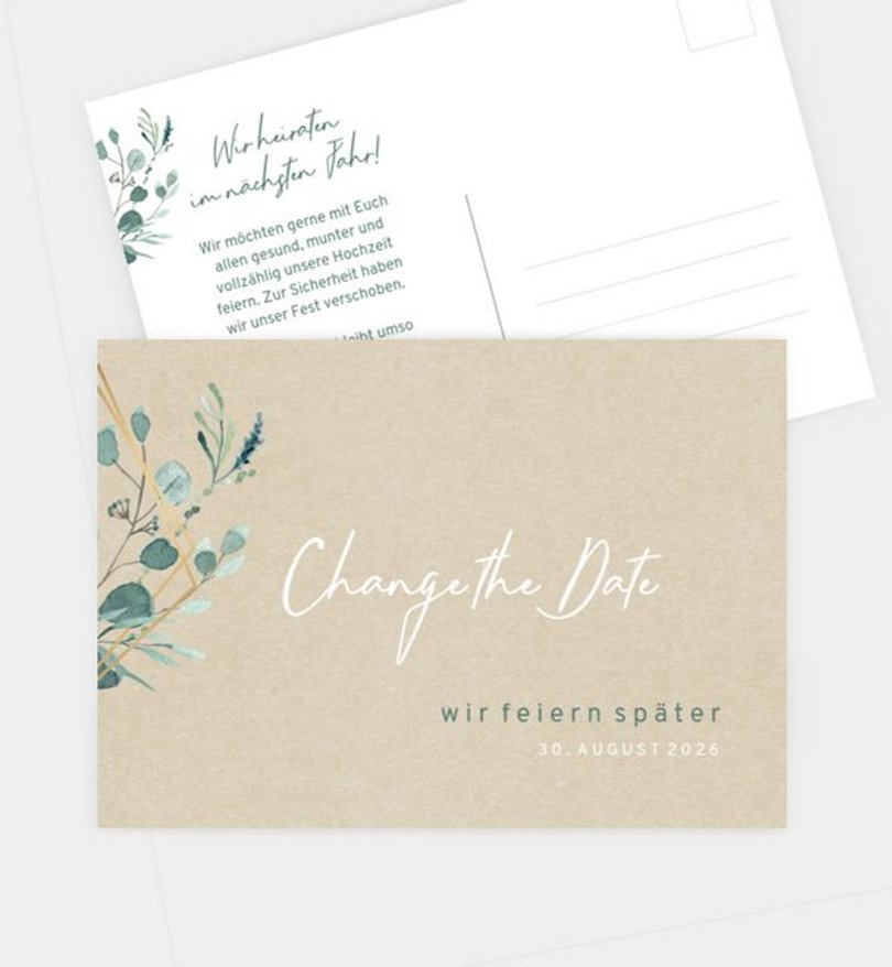 Change-The-Date Karte Hochzeit Sommerduft