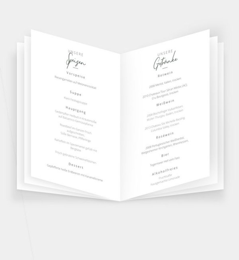 Einleger - Menükarte Hochzeit Ringe