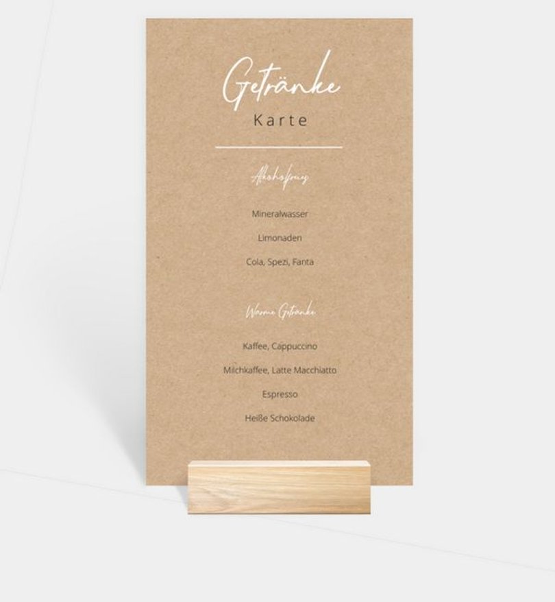 Getränkekarte Hochzeit Ringe