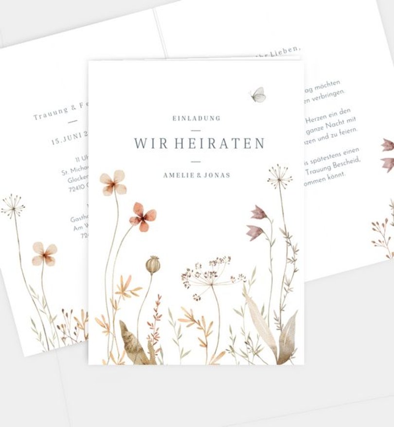 Einladungskarte Hochzeit Flower Meadow