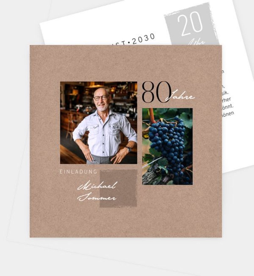 Einladungskarte Geburtstag Dezente Collage · crafty