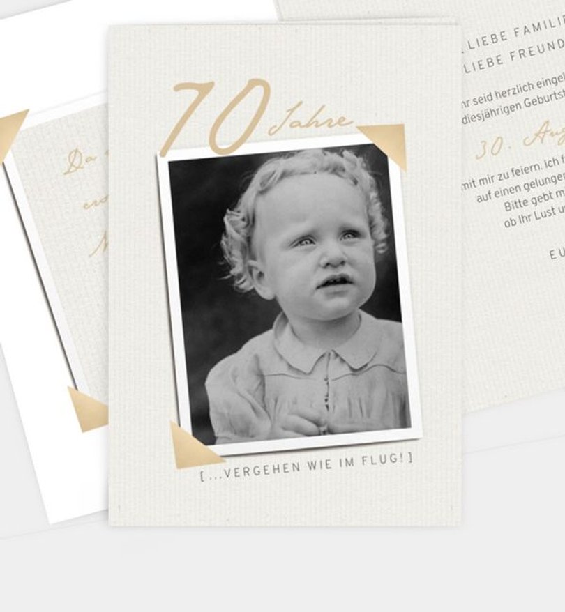 Einladungskarte Geburtstag Fotoecken 70 Jahre