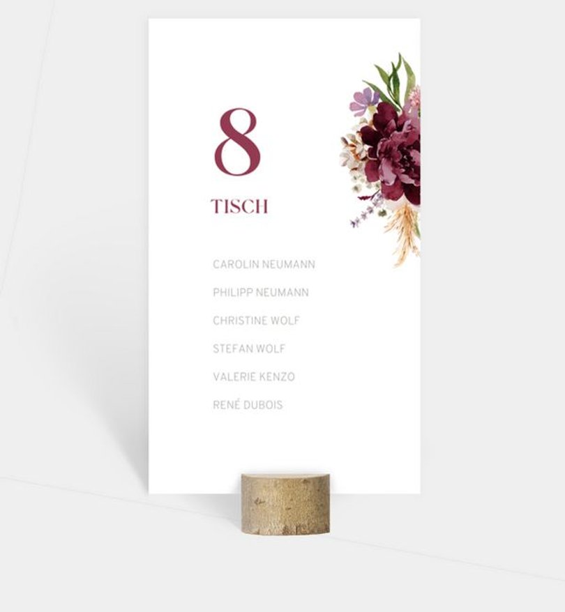Gruppentischkarte Hochzeit Delicate Bouquet