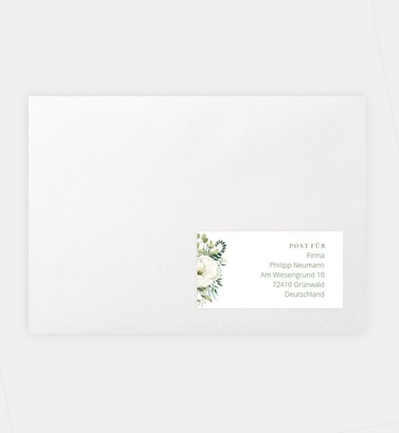 Empfängeraufkleber Hochzeit Green Romance