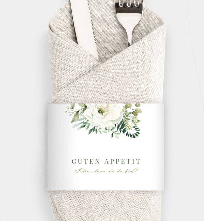 Besteck Servietten-Zubehör Hochzeit Green Romance