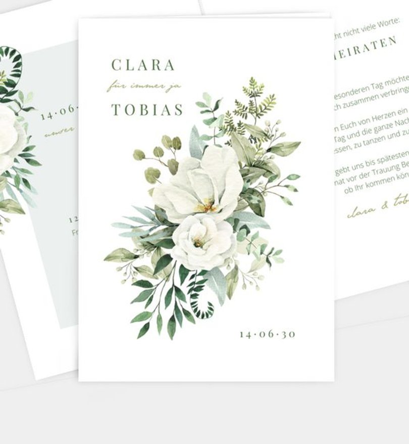 Einladungskarte Hochzeit Green Romance