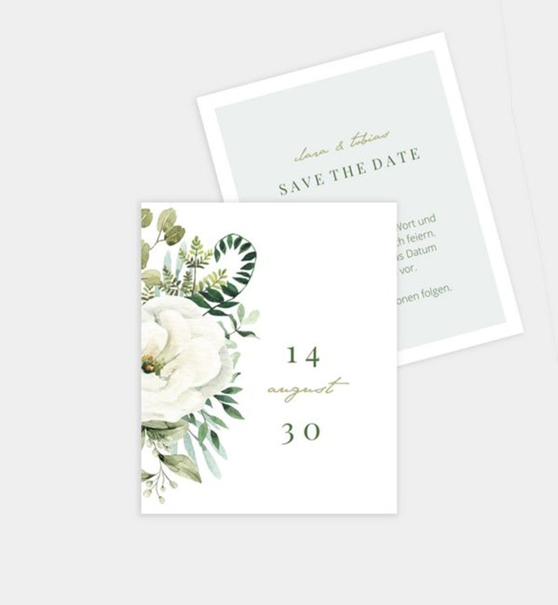 Save-The-Date Karte Hochzeit Green Romance