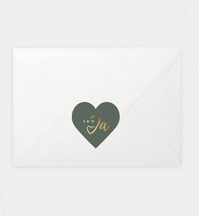 Siegelsticker Hochzeit Ja · Mitten ins Herz