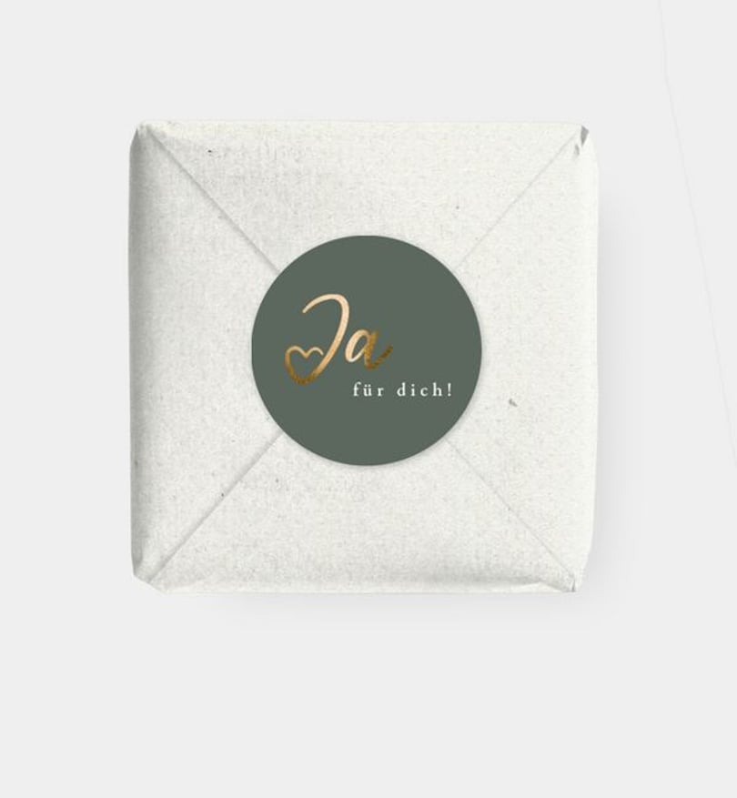 Geschenkaufkleber Hochzeit Ja · Mitten ins Herz