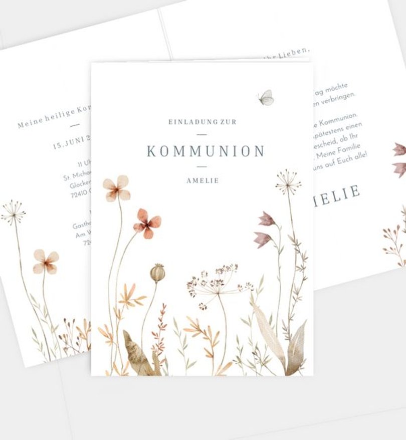 Einladungskarte Kommunion Flower Meadow