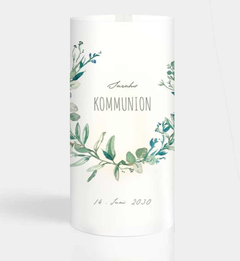 Windlichtkarte Kommunion Soft Green