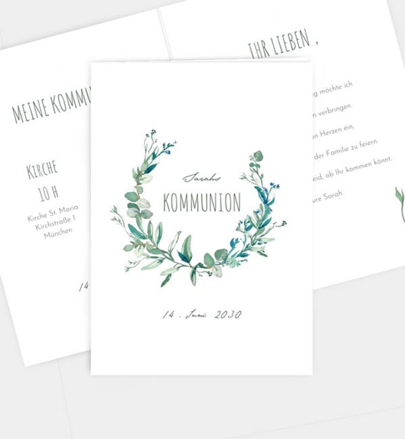 Einladungskarte Kommunion Soft Green