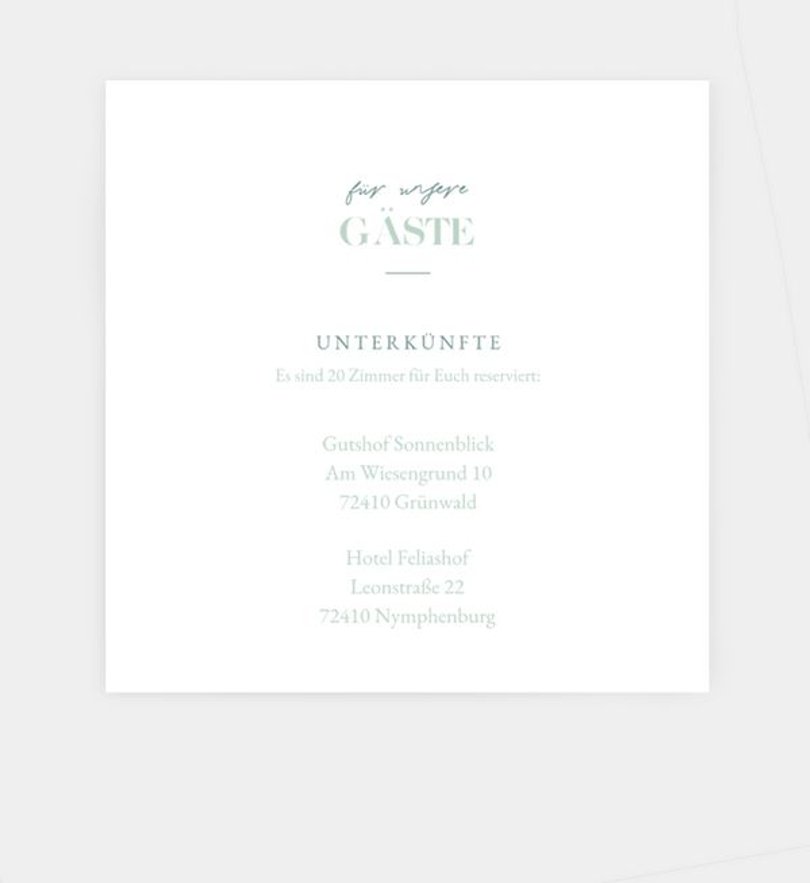 Einlegeblatt bedruckt Hochzeit Minty Flower